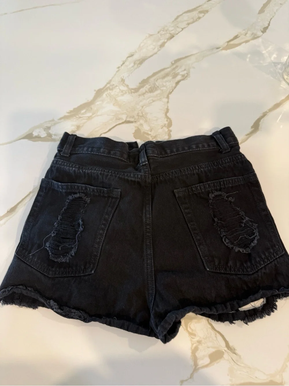 A/OK Black Distressed Denim Cutoff Shorts Size Small